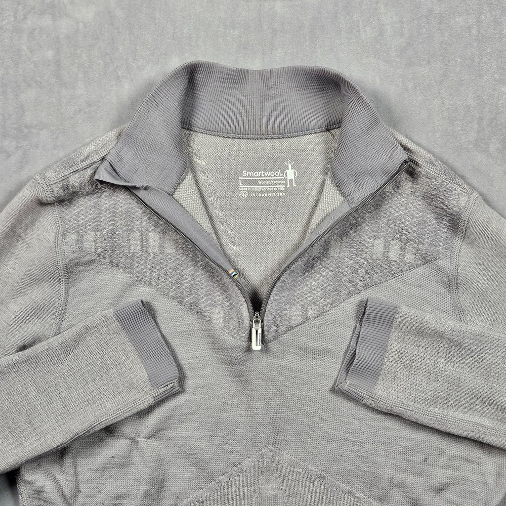 Smartwool Intraknit 250 Sweatshirt Womens Large Gray 1/4 Zip Merino Baselayer